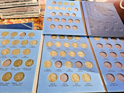 45 JEFFERSON NICKELS, CIRCULATED, UNGRADED, SOME SILVER, SEE BELOW FOR DATES