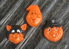 Vintage Halloween Clickers Noisemakers Masked Cat Ghost Pumpkin Plastic 1 Set
