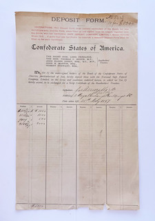 1887 Confederate States of America bond deposit receipt from Great Britain