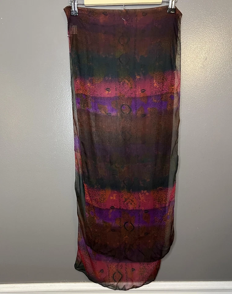 Bufanda Chico's para mujer talla única negra púrpura roja pura arruga estampada oblonga Foto 4 de 4