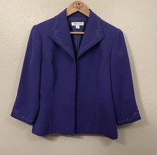 Coldwater Creek Beaded Blazer Purple Open Front Occasion Event Classy Sz 6