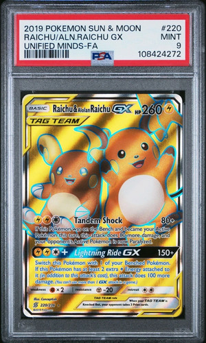 Raichu & Alolan Raichu-GX graded PSA 9 for sale on eBay