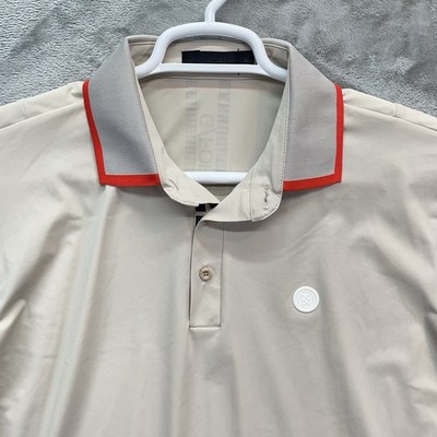 G/fore shirt Men's XL polo golf performance logo flex beige stretch spell out