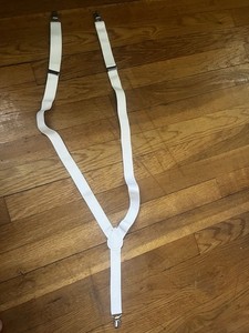 men’s white suspenders