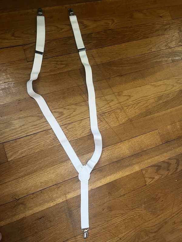 men’s white suspenders