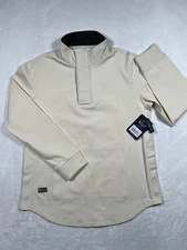 NEW BYLT Elite Fairway Pullover Mens Large Tan Sweater Jacket 1/4 Zip Magnet