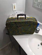 A.D. Sutton & Sons Vintage 70s Paisley Suitcase Travel Bag Carry-On Luggage