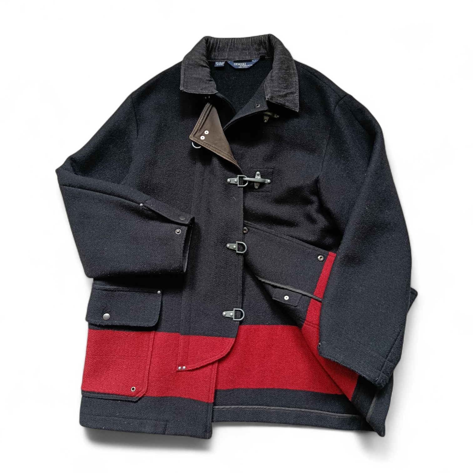 Polo Ralph Lauren Made In Usa Vintage 90s Rare Wool Fireman Clasp Coat Jacket L