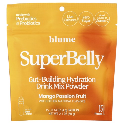 SuperBelly, Gut-Building Hydration Drink Mix Powder, Mango Passion Fruit, 15