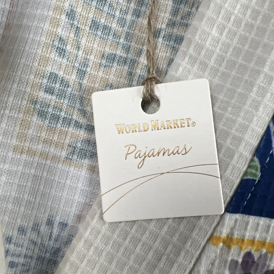 World Market Robe Long Sleeve Kimono Floral Tie OS One Size Waffle Knit New - Image 3 of 4