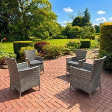 OUTDOOR 4 X RATTAN GARDEN FURNITURE DINING CHAIRS SET
