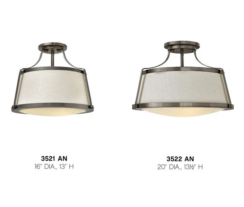 Hinkley Lighting 3521 Charlotte 1 Light 16"W Semi-Flush Ceiling - Brushed - Picture 2 of 8