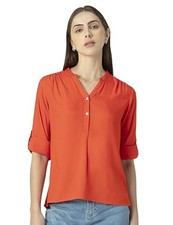 FYLTR Women's Casual Lightweight Regular Fit Top - Roll Up Sleeve Twin Button...