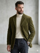 NWOT Vintage Polo Ralph Lauren Corduroy Blazer Jacket Olive Green 3-Button MINT