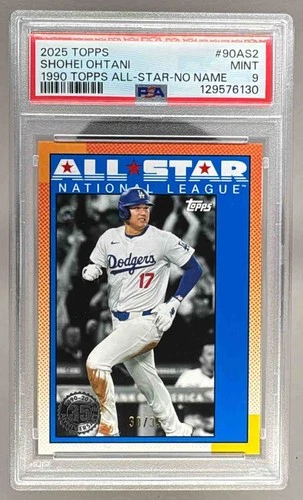 Shohei Ohtani 2025 Topps #90AS-2 No Name 1990 Baseball All-Star 30/35 PSA 9