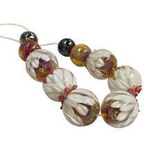 Handmade Lampwork Multicolor Petal Flower Layered Glass Beads for Jewelry Making