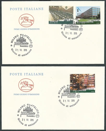 2015 ITALY FDC HORSE LIBRARIES NO ARRIVAL STAMP - CG