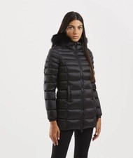 Piumino Donna RefrigiWear Long Mead Fur Cappuccio RA0035 G06000 Nero