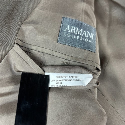 Armani Collezioni Wool Silk Blend Sport Coat Blazer Brown Nailhead Sz 43R *Read* - Picture 13 of 17