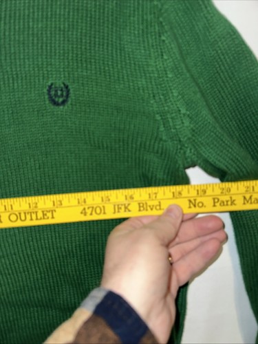 Chaps Mens Sweater S Green 1/4 Zip Up Long Sleeve Logo Pullover - 第 3/5 張圖片