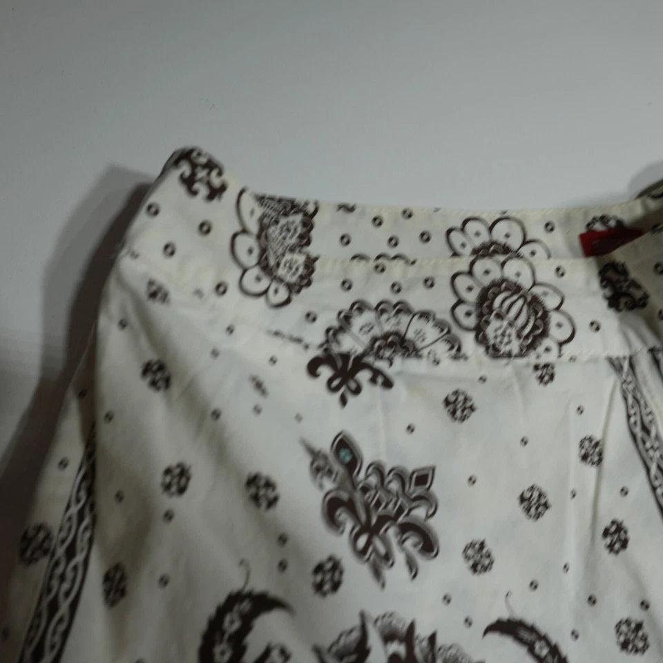 Falda Esprit para mujer 6 blanca con negro floral plisada línea A dobladillo de tul Cottagecore Foto 2 de 4