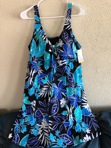 Croft & Barrow Blue Tummy Control Swimdress Swimsuit Size 24W NWTS SUPER CUTE 