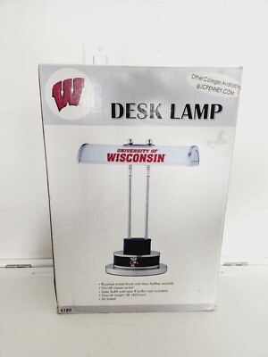Vintage JC Penny University Of Wisconsin Nickel Finished Desk Lamp