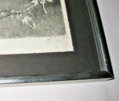 Old Print 'Seranade' No 2/84 Signed 'M.M.M. 84' Framed Under Glass 9 x 12.5 - Picture 7 of 7