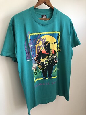Vintage 80s 90s Country Music Georgia Style Shirt Teal Blue Large