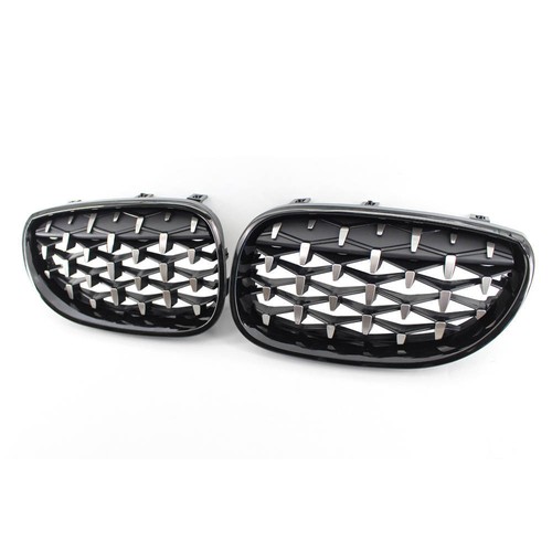 Chrome Black Diamond Front Kidney Grill For BMW E60 E61 525i 530i 528i 2003-2010 - Picture 5 of 10