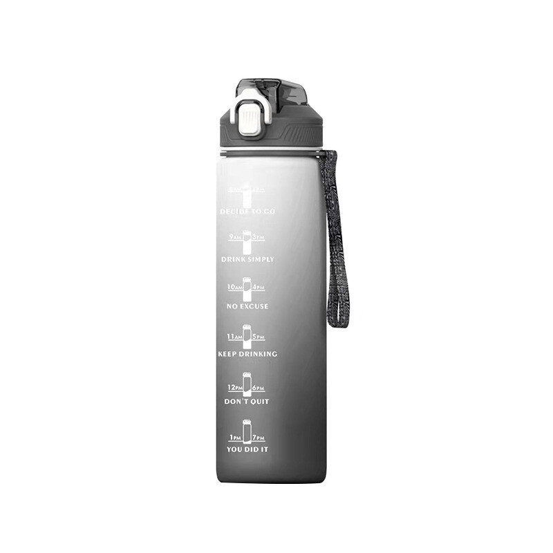Water Bottle Time Marker 1L Extra Large Motivational Gym Sport Bottle With Straw
