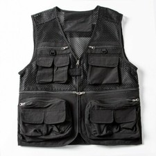 Mens Mesh Cargo Utility Gilet Jacket Gilet Tops With Many Pockets