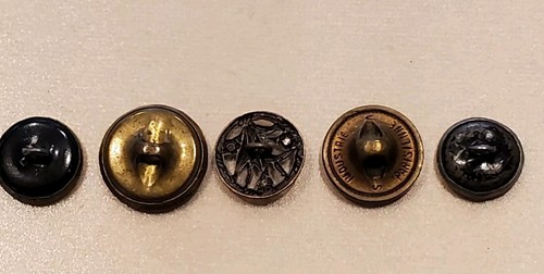 5 VINTAGE VIKTORIANISCHE MESSING/SCHLIFF STAHL & SILBER KNÖPFE KONVOLUT, VOGEL/BLUMEN, PARIS - Bild 5 von 8