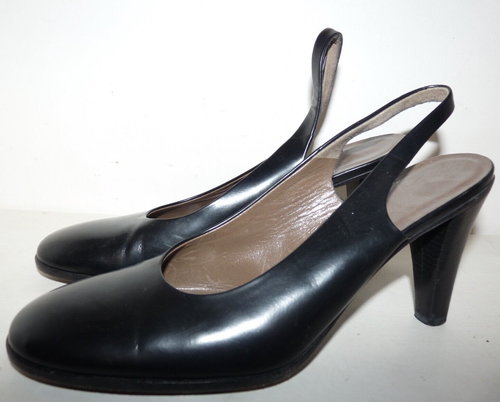 Joan Helpern Signature (ITALY) Black Patent Leather Almond Toe Slingbacks 8.5M - Picture 9 of 14