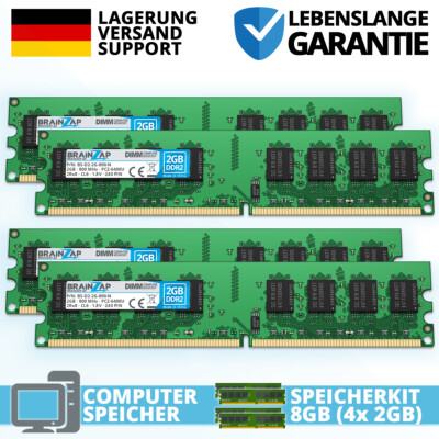 8GB DDR2 RAM Dual-Channel DIMM PC2-6400U 2Rx8 800 MHz PC Computer CL6 (4x 2GB)