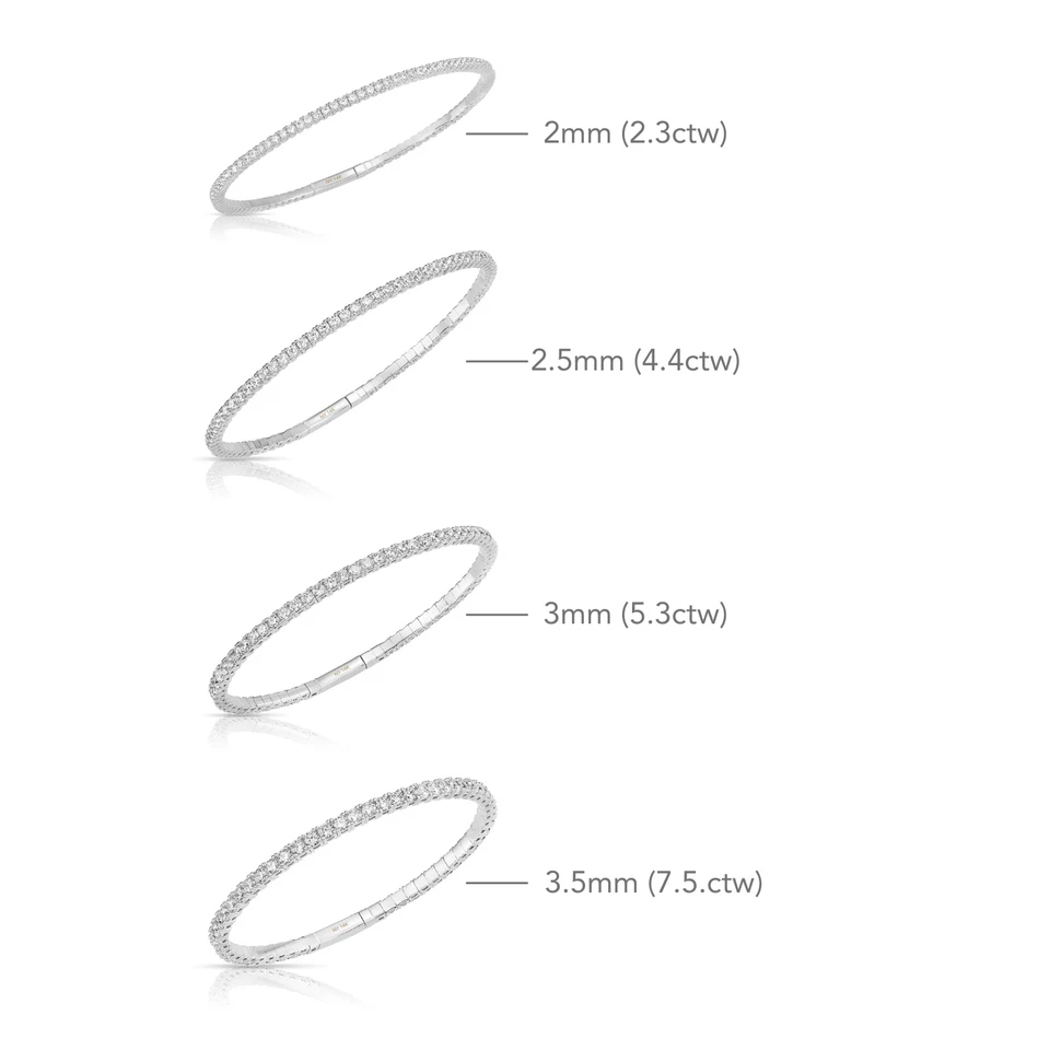14K 真纯白金圆形明亮网球手镯手链 1.75 毫米 - 4 毫米 — 第 4/4 张图片