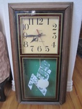 VINTAGE 7UP HANOVER QUARTZ CLOCK WITH PENDULUM - 25" X 13 1/2" - WORKS GREAT