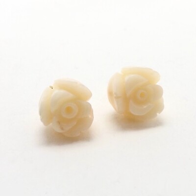 Ohrstecker 14 Karat Gold Engelshautkoralle geschnitzt Rose Blume