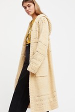 Free People Sand Dollar Oversized Textured Maxi Cardi Duster Sweater Coat XS