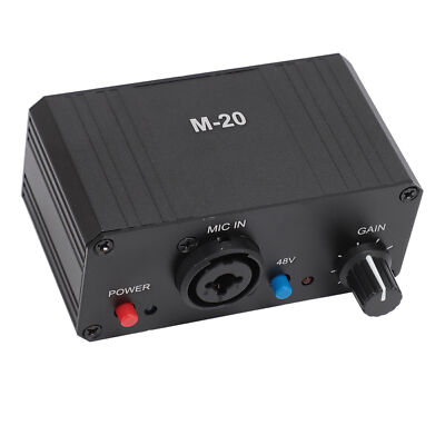 Microphone Preamp High Gain 48V Phantom Power XLR Output Mic Preamplifier for