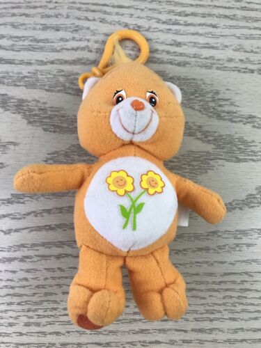 Vintage 2003 Care Bears Friend Bear Stuffed Plush 5” Keychain Clip Orange