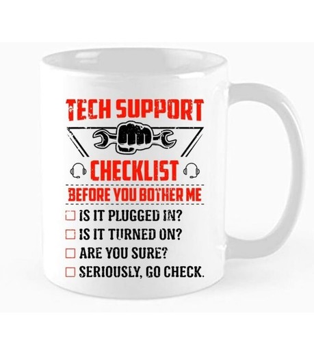 Humourous 2 Piece Technical Support Checklist Ceramic Mug Gift Set Funny - Picture 4 of 7