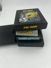 Atari Game Lot of (5) UNTESTED PAC-Man, Popeye, Shark Attack, Asteroids, Unlabel