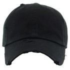 New Black Solid Distressed Vintage Polo Style Baseball Ball Cap Hat 100% Cotton