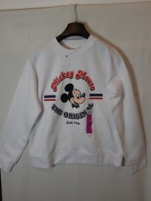 Disney  Mickey Mouse Cute Cartoon WHITE sweatshirt jumper Girl Ladies Top BNWOT
