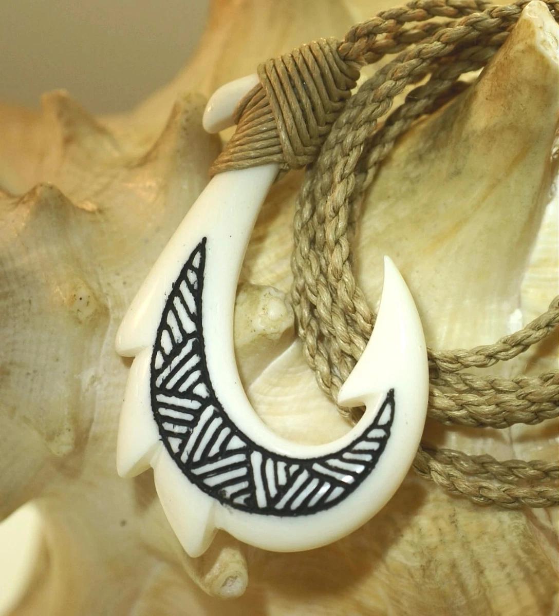 Ivory fish shop hook necklace