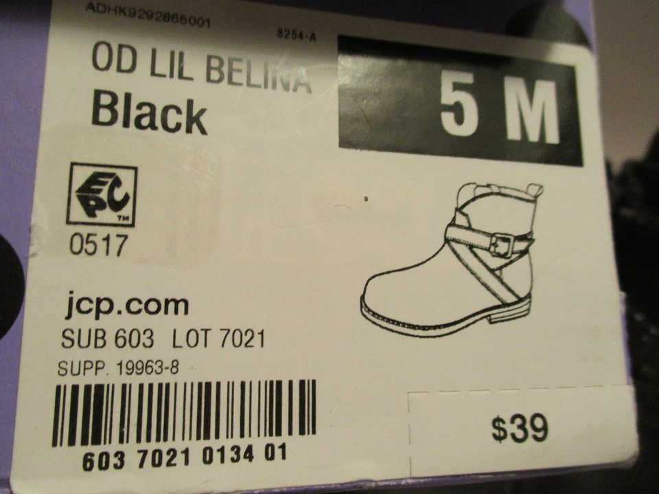 New Okie Dokie Lil Belina Toddler Girl 5 Side Zip Black Sparkle Strap Ankle Boot - Image 4 of 4