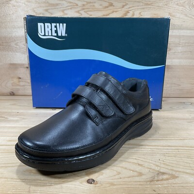 AMPUTEE NIB Drew Mansfield Hook & Loop Shoes Men s 9 W WIDE LEFT Black Leather