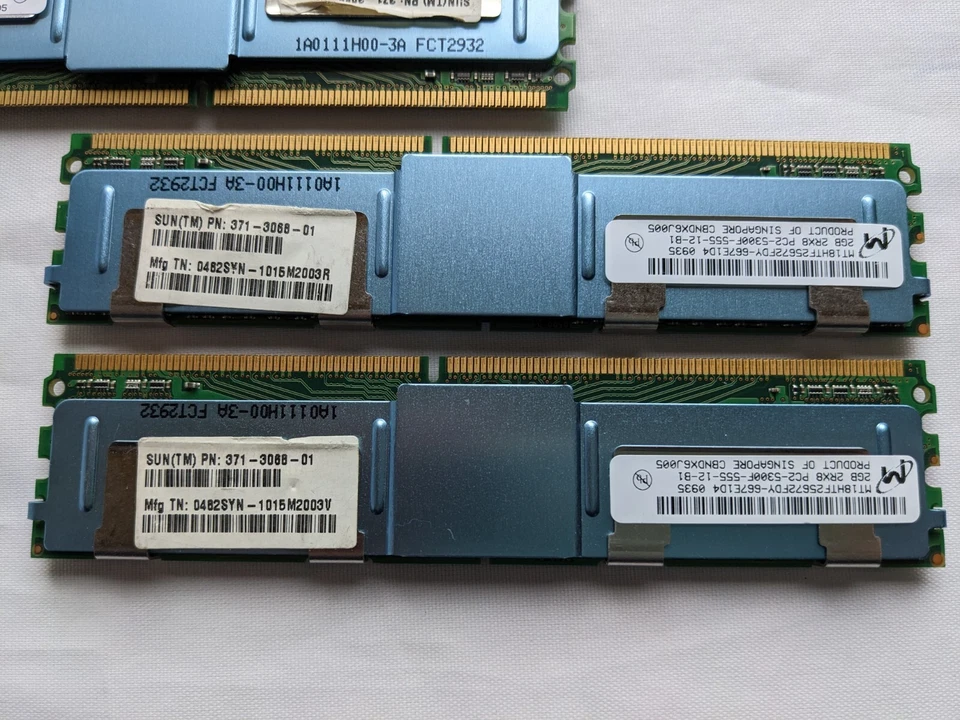 Lot of 4 SUN Oracle X6381A 4GB Memory Kit (2x 371-3068 2GB DDR2 DIMM Per kit) - Image 3 of 4