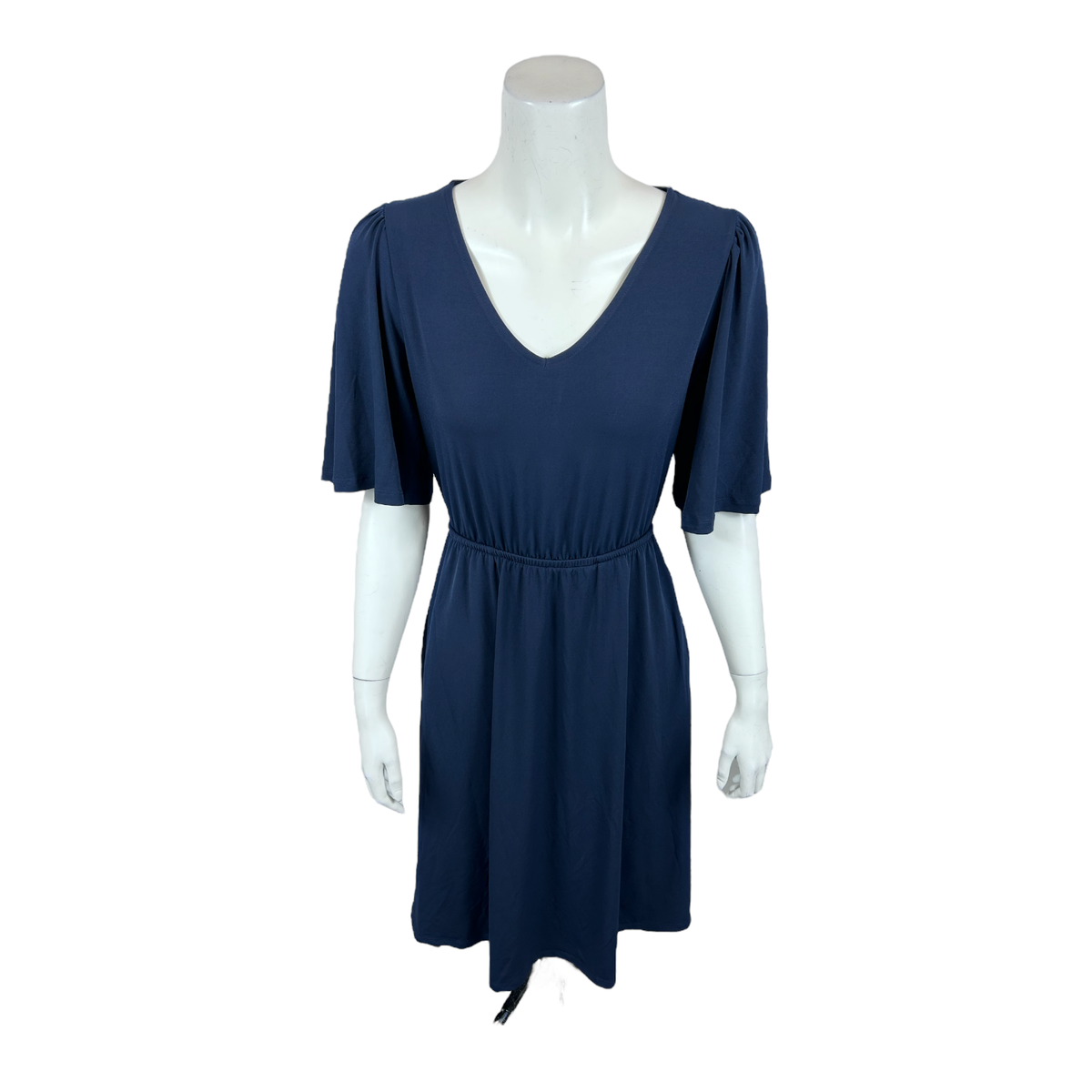 Girl With Curves Petite Knit Midi Dress with Flutter Sleeves Midnight PXL  Size